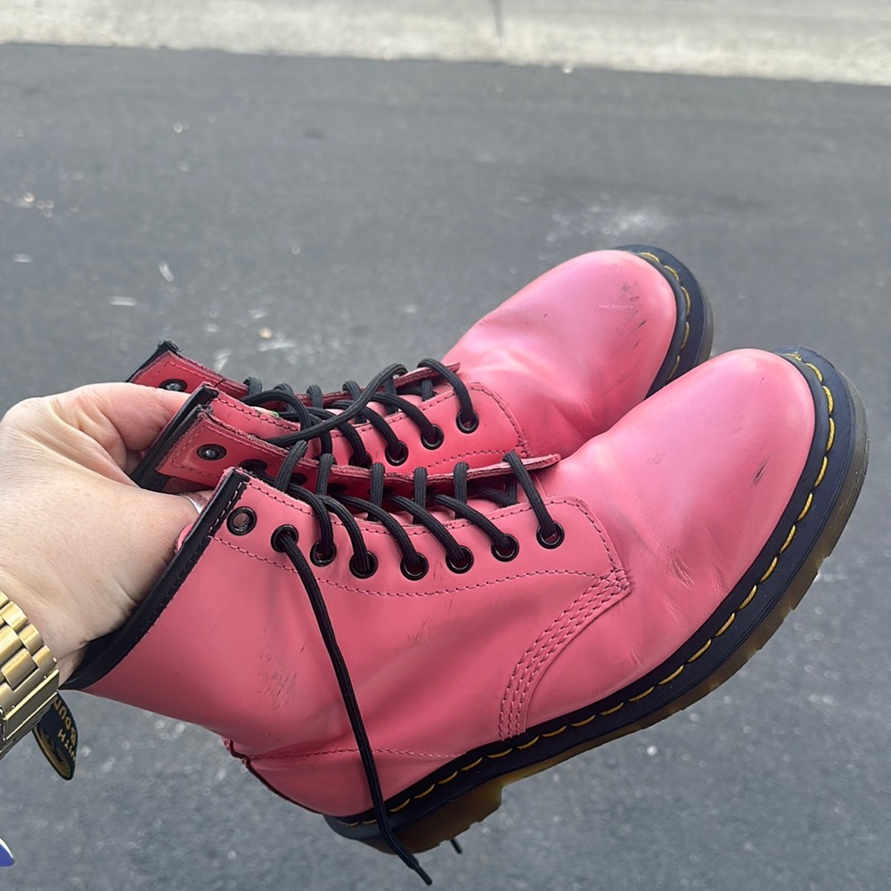 Pink matte leather Dr martens